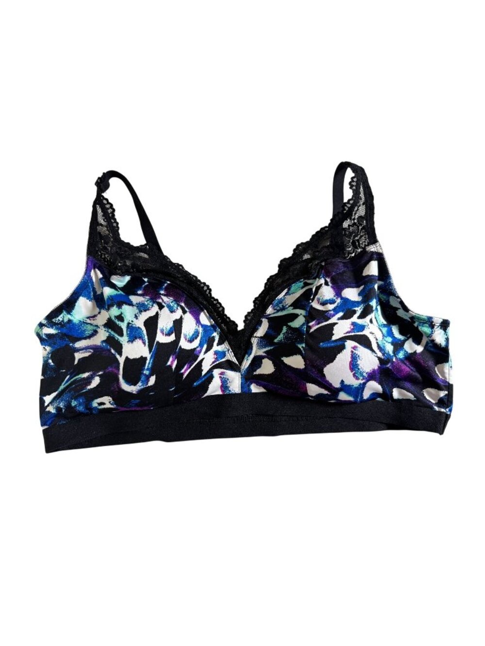 Torrid‎ Curve Womens Bra Lace Trim Blue Black Multicolor Size 3X Lightly lined